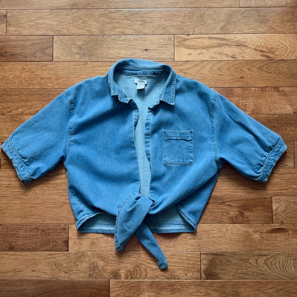 Haute Hippie Light Blue Tie-Front Denim Shirt